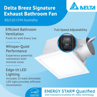 Delta Breez White LED Exhaust Fan with Adjustable Color Temperature