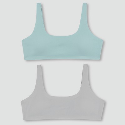 Hanes Girls' 2pk Bonded Comfort Bra - Mint Green / Light Gray L : Target