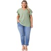 Agnes Orinda Women's Plus Size Textured V Neck Ruffle Short Sleeve Casual Tops - 3 of 4