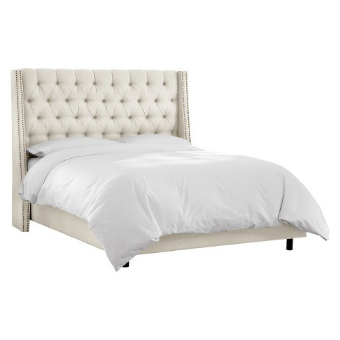Arlette Nail Button Tufted Wingback Bed in Linen - Skyline Furniture - image 1 of 4