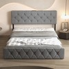 WhizMax Full Size Bed Frame with Type-C & USB Ports, Wooden Slats Support, Linen Fabric Wrap, No Box Spring Needed, Easy Assembly, Light Gray - 2 of 4