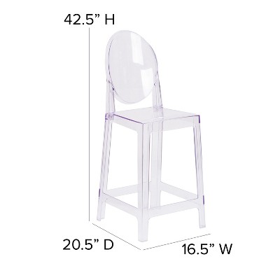 Transparent Crystal Oval Back Counter Stool