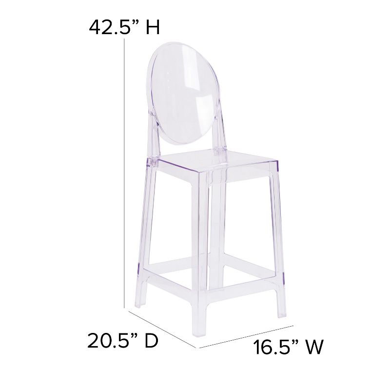 Flash Furniture Ghost Counter Stool with Oval Back in Transparent Crystal, 5 of 12