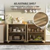 61" Modern Buffet Cabinet with 4 Fluted Doors, Adjustable Shelves, Multi-Functional Coffee Bar, Farmhouse Design, Oak - 4 of 4