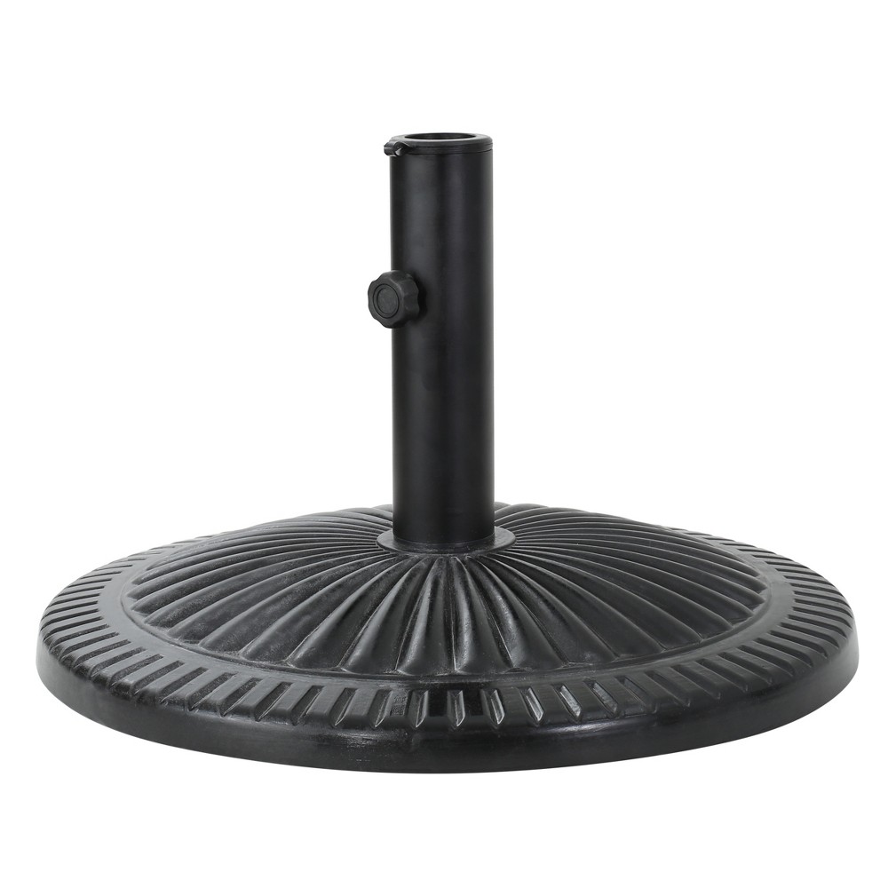 Syros Round Resin & Steel Umbrella Base - Black - Christopher Knight Home: Secure Stand for Patio Table or Solo Use