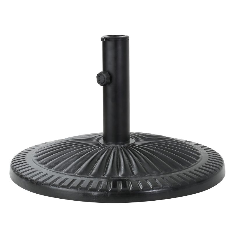 Syros Round Resin & Steel Umbrella Base - Black - Christopher Knight Home: Weather-Resistant, Cantilever-Compatible Stand, 1 of 6