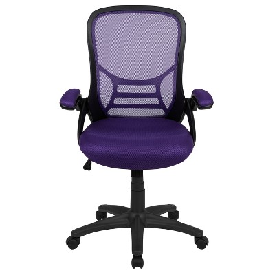 Ergonomic High-Back Purple Mesh Swivel Office Chair with Adjustable Arms