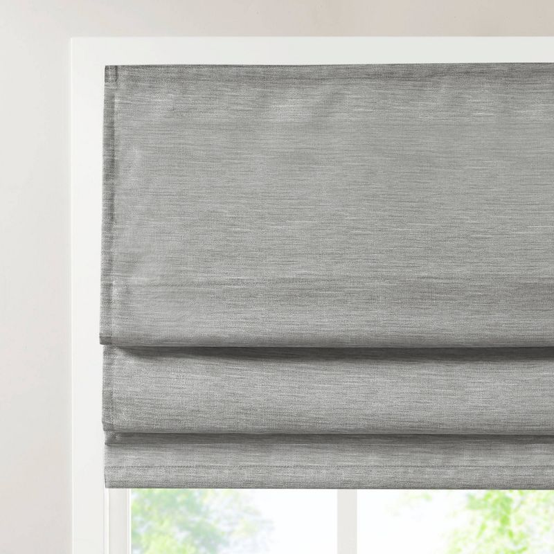 Aberdeen Printed Faux Silk Room Darkening Cordless Roman Blinds and Shade Gray, 5 of 11