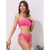 INSPIRE CHIC Women's Bandeau Drawstring Side Tie Ribbed Bikini Sets, Strapless Top Triangle Bottom Swimwear Bathing Suits 1 Set - 4 of 4
