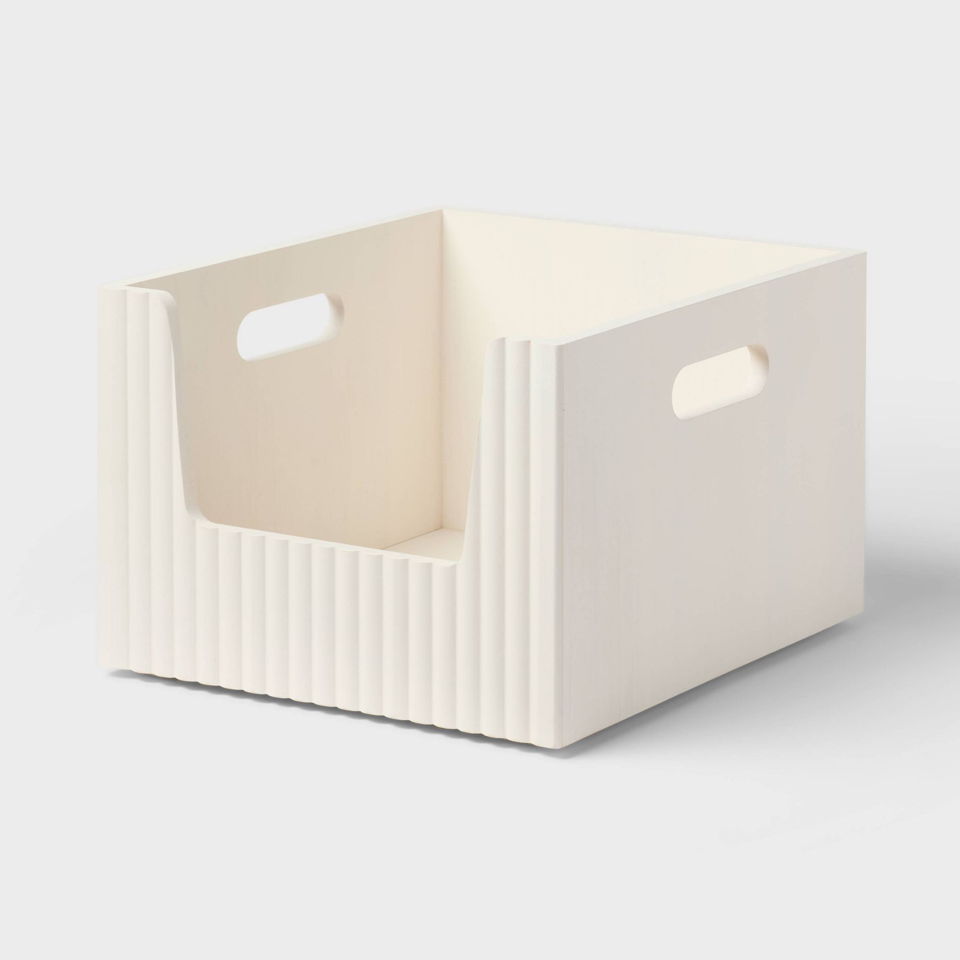 Small Wood Bin Open Front White - Brightroom™