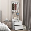 SKRAN 2-in-1 Coat Rack and NightstandWood Bedside/Entryway Storage Organizer with Drawer & Hooks,Freestanding Clothes Hanger for Bedroom,Hallway,White - 2 of 4