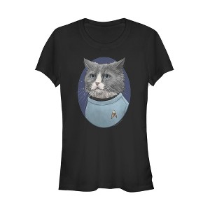 Juniors Womens Star Trek Doctor McCoy Cat Portrait T-Shirt - 1 of 3