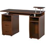 HOMCOM Multi-Function Computer Desk Home Office Workstation with Keyboard Tray, Elevated Shelf,Sliding Scanner Shelf and CPU Stand