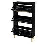 Halitaa Rattan 3 Door Shoe Rack, Freestanding Modern Shoe Storage Cabinet, for Entryway - 4 of 4