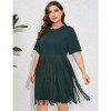 Whizmax Women's Plus Size Fringe Trim Half Sleeve Round Neck Tee Top Long Tassel T Shirt - 3 of 4