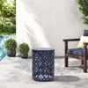 NAYSAYE Outdoor Patio End Table, Metal Side Table, Decorative Garden Stool for Home Lawn Garden Patio, Blue, 13.75"*13.75"*18" - 2 of 4