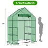 SEVOBAL Greenhouse Outdoor Durable PE Plant Green House for Frost Protection Shelf Clips Roll-up Zipper Door Walk-in for Planter, Green, 99"*37"*10" - 3 of 4