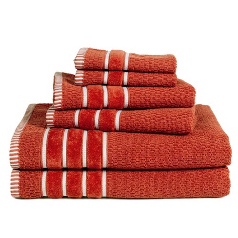 6pc Striped Bath Towel Set Brown - Yorkshire Home
