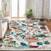 Coolmee Washable Large Rug for Bedroom Non Slip, Soft Boho Vintage Flower Birds Distressed Throw Carpet for Dinning Room Playroom, Black - 2 of 4
