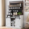 Kitchens Coffee Hutch Cabinet Farmhouse Coffee Bar Cabinet 75" Tall Buffet Cabinet w/ Storage Large Bar Cabinet Buffet Sideboard w/ Sliding Barn Door - 4 of 4
