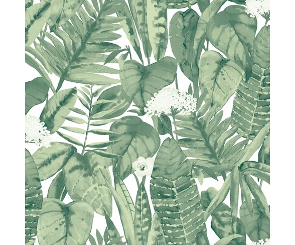 Tropical Jungle Self Adhesive Removable Wallpaper Green - Tempaper