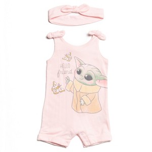 Star Wars The Child Baby Girls Snap Romper and Headband Newborn to Infant - 1 of 4