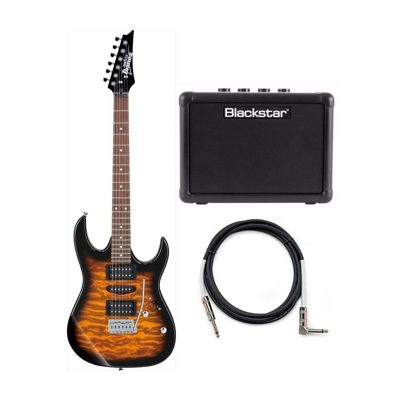 Ibanez GRX70QA GIO 6-String Right-Handed Electric Guitar (Sunburst) Bundle, 1 of 4