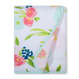 Jersey Knit Reversible Baby Blanket Floral - Cloud Island Pink, Women
