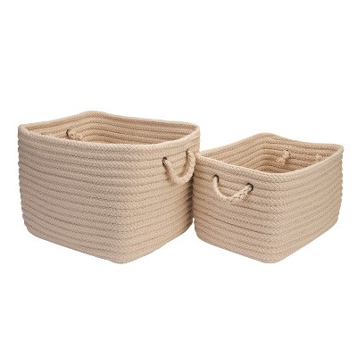 Colonial Mills Modern Farmhouse Braided Mudroom Basket, 12"x10"x8", Linen