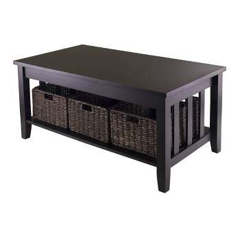 Morris Coffee Table with Baskets Espresso, Chocolate - Winsome