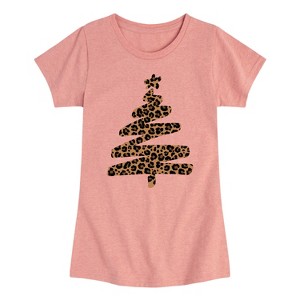 Girls' - Instant Message - Leopard Print Tree Fitted Short Sleeve Graphic T-Shirt - 1 of 4