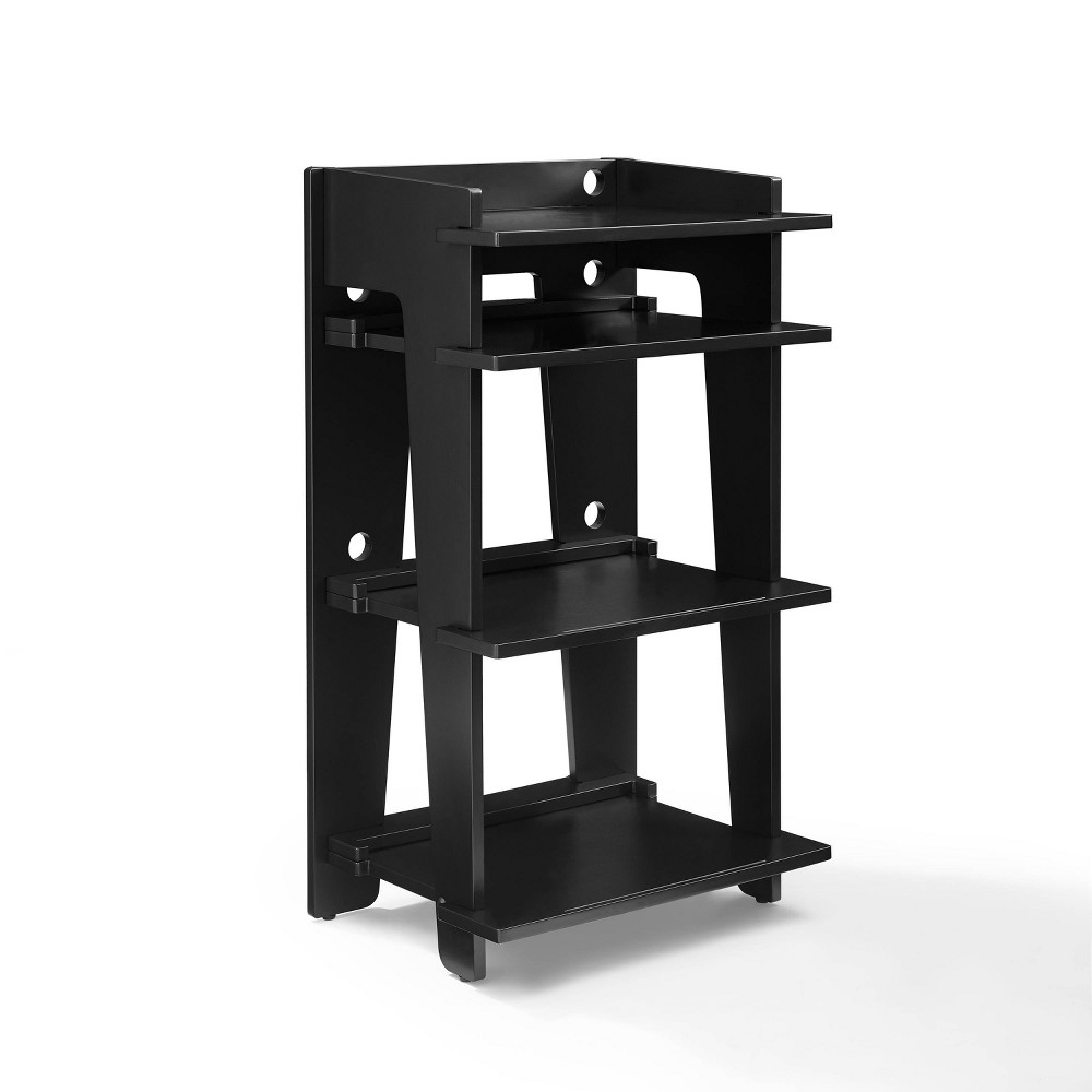 Soho Turntable Stand Black - Crosley: Vinyl Storage, Open Shelves, Media Rack