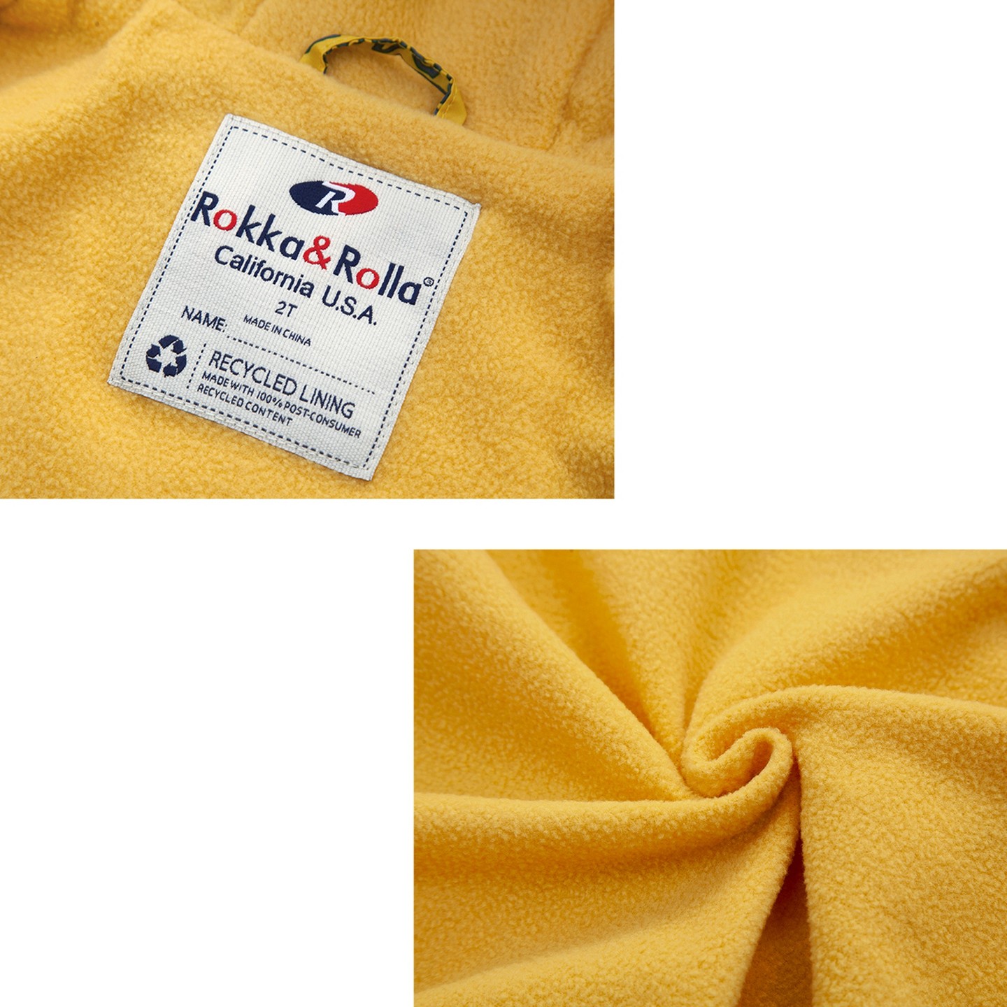 Куртка Rokka&Rolla Fleece Lined Full Zip Windbreaker Rain Jacket-Yellow для мальчиков-малышей, цвет: Жёлтый — фото 8