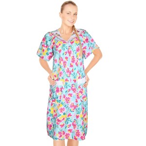 JEFFRICO House Dresses for Women with Pockets - Lightweight Breathable Short Sleeve Muumuu & Nightgowns - Snap Front Housecoat and Dusters - 1 of 4