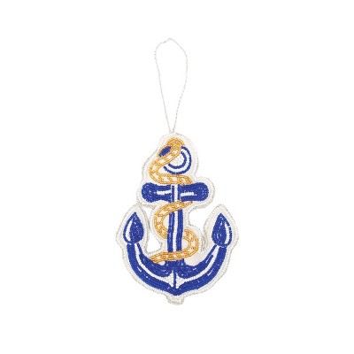 Gallerie II Beaded Anchor Christmas Xmas Ornament