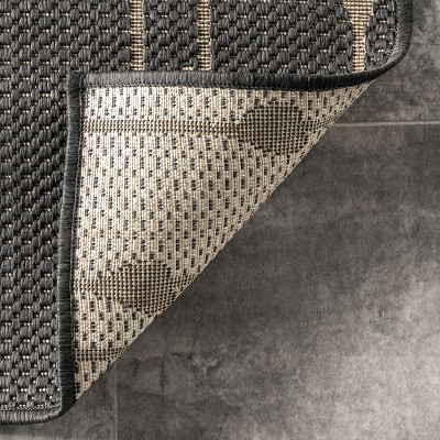 Charcoal Synthetic Reversible Rectangular Indoor/Outdoor Rug