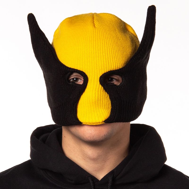 Marvel Wolverine Beanie X-Men Costume Character Mask Cuff Knit Beanie Hat Multicoloured, 3 of 6