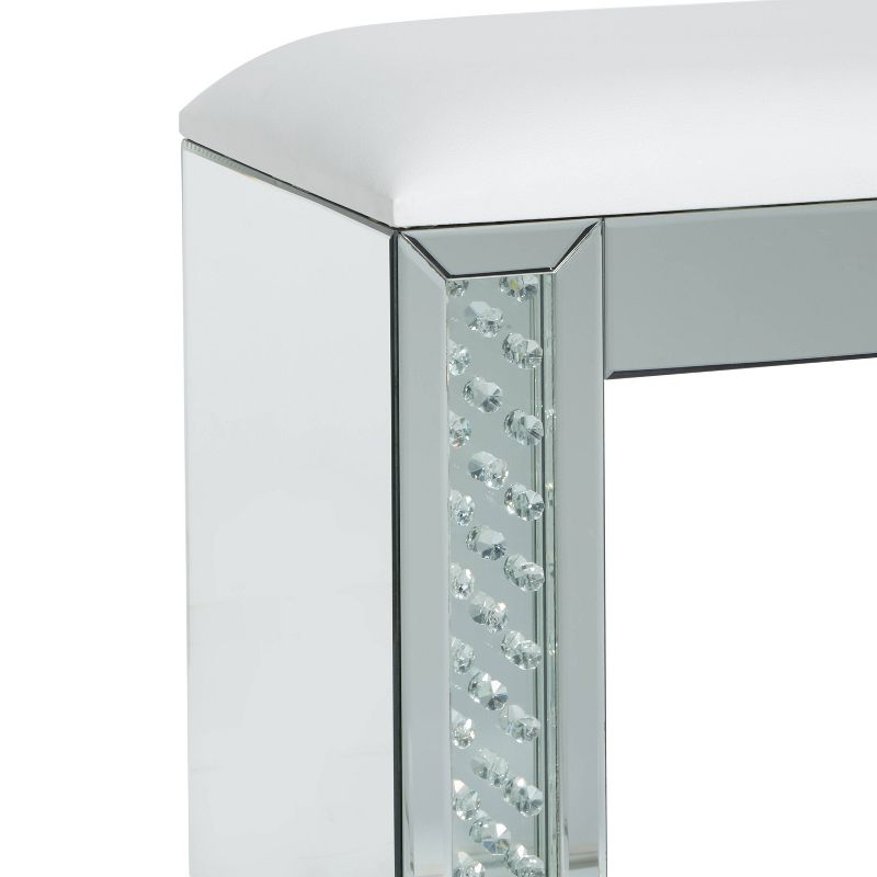Glam Mirrored Upholstered Stool Silver - Olivia &#38; May, 5 of 9