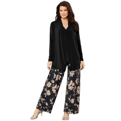 Roaman's Women's Plus Size Ultrasmooth Fabric Wide-Leg Pant