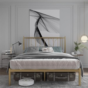 Platform Bed Frame with Wheat Head Headboard - 1 of 4