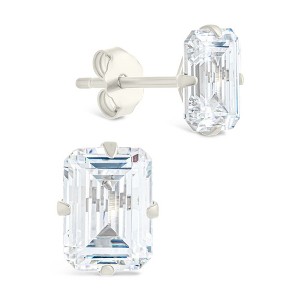SHINE by Sterling Forever Sterling Silver Emerald Cut Prong Set Stud Earrings - 1 of 4