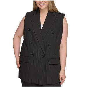 Calvin Klein Womens Pinstripe Vest Double Breasted Blazer Jacket - 1 of 1