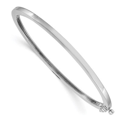 Black Bow Jewelry 2.5mm 14k White Gold Polished Solid Open Back Hinged Bangle Bracelet