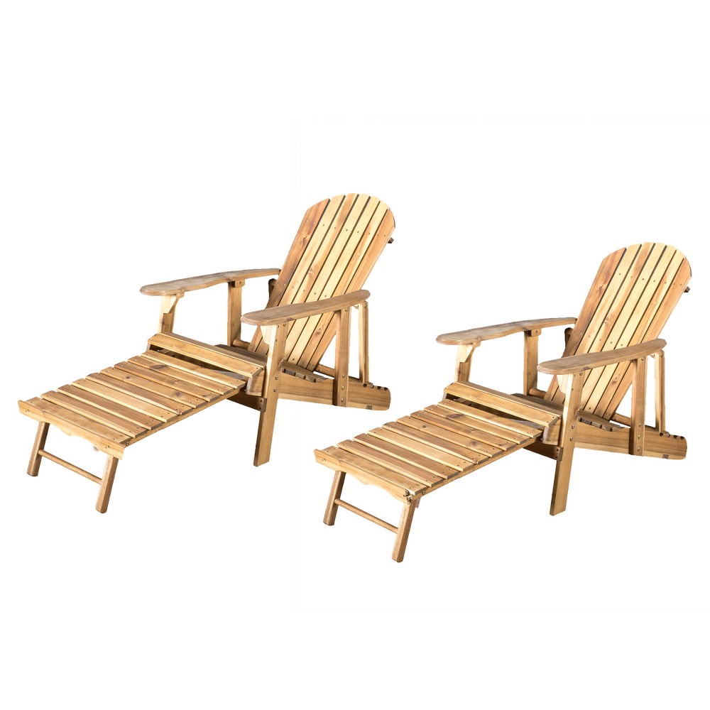 Photos - Garden Furniture Hayle 2pk Wood Reclining Adirondack Chair with Footrest - Natural - Christ