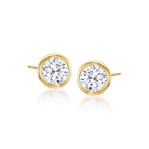 Ross-Simons 1.00 ct. t.w. Bezel-Set CZ Stud Earrings in 14kt Yellow Gold - 1 of 4