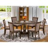 HomeStock 7-Piece Distressed Jacobean Finish Solid Wood Top Dining Table with 6-Parson Chairs - 2 of 4