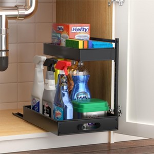 Sorbus 2-Tier Pull-Out Under Sink Organizer and Adhesive Tape - for Kitchen and Bathroom - 1 of 4