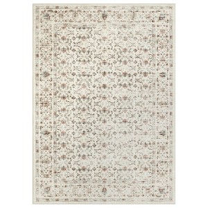 Washable Vintage Living Room Rugs, Soft Non Slip Distressed Floral Print Carpet, Bordered Stain Resistant Bedroom Rugs - 1 of 4