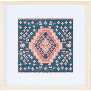 Hattori - 18" X 18" - Navy/Orange - Framed Textile Wall Art - WLA1010 - Safavieh - 1 of 4