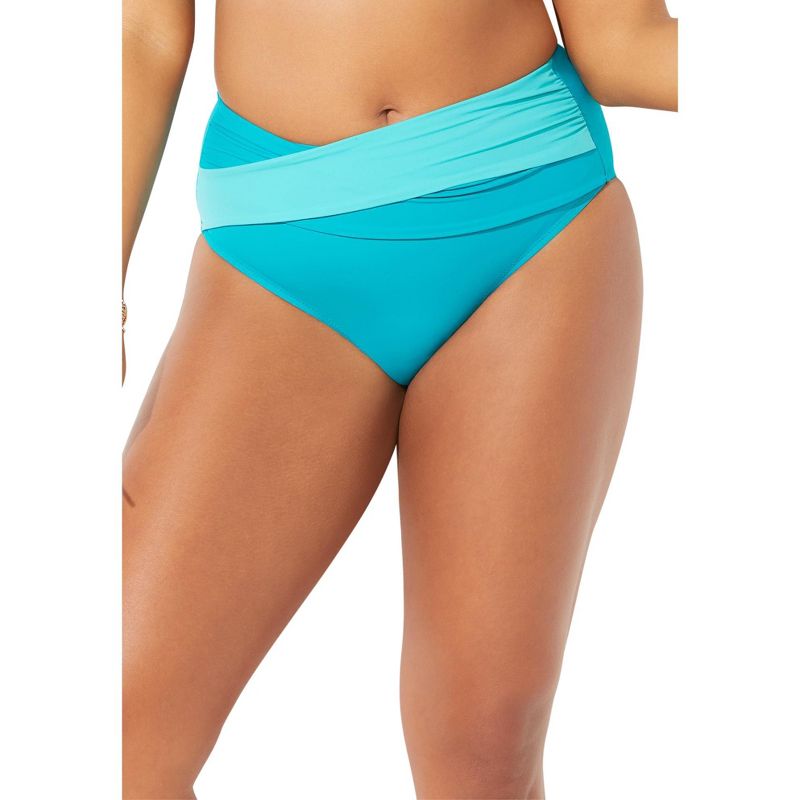 Swimsuits for All Women's Plus Size Hollywood Colorblock Wrap Bikini Bottom, 1 of 2